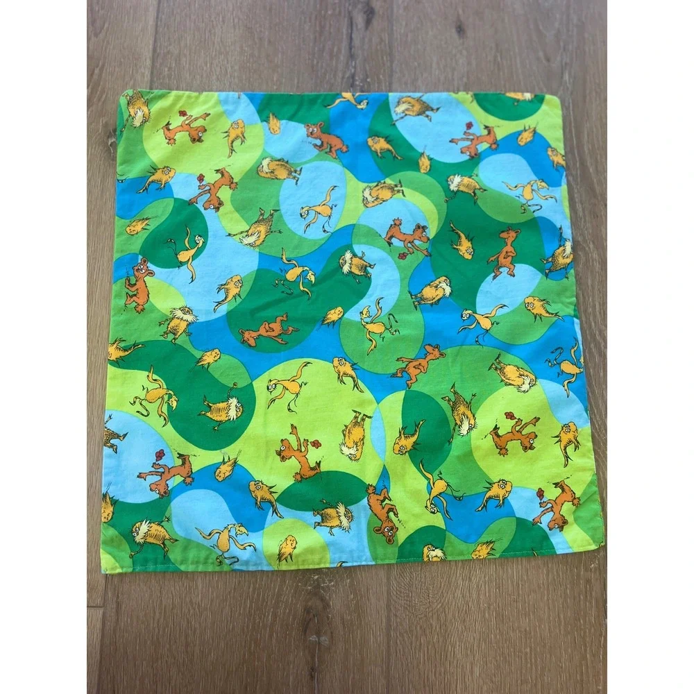 Dr Seuss Cotton Fabric Placemat Napkin Square Green Eggs Ham Lorax Set of 6 90s